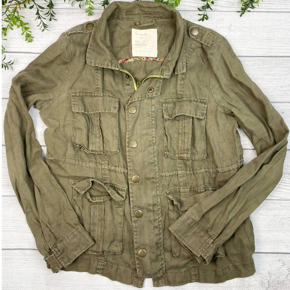 Free People Jackets & Blazers - FREE PEOPLE Army Green Ladies Zipper Front Lightweight Utility Jacket S